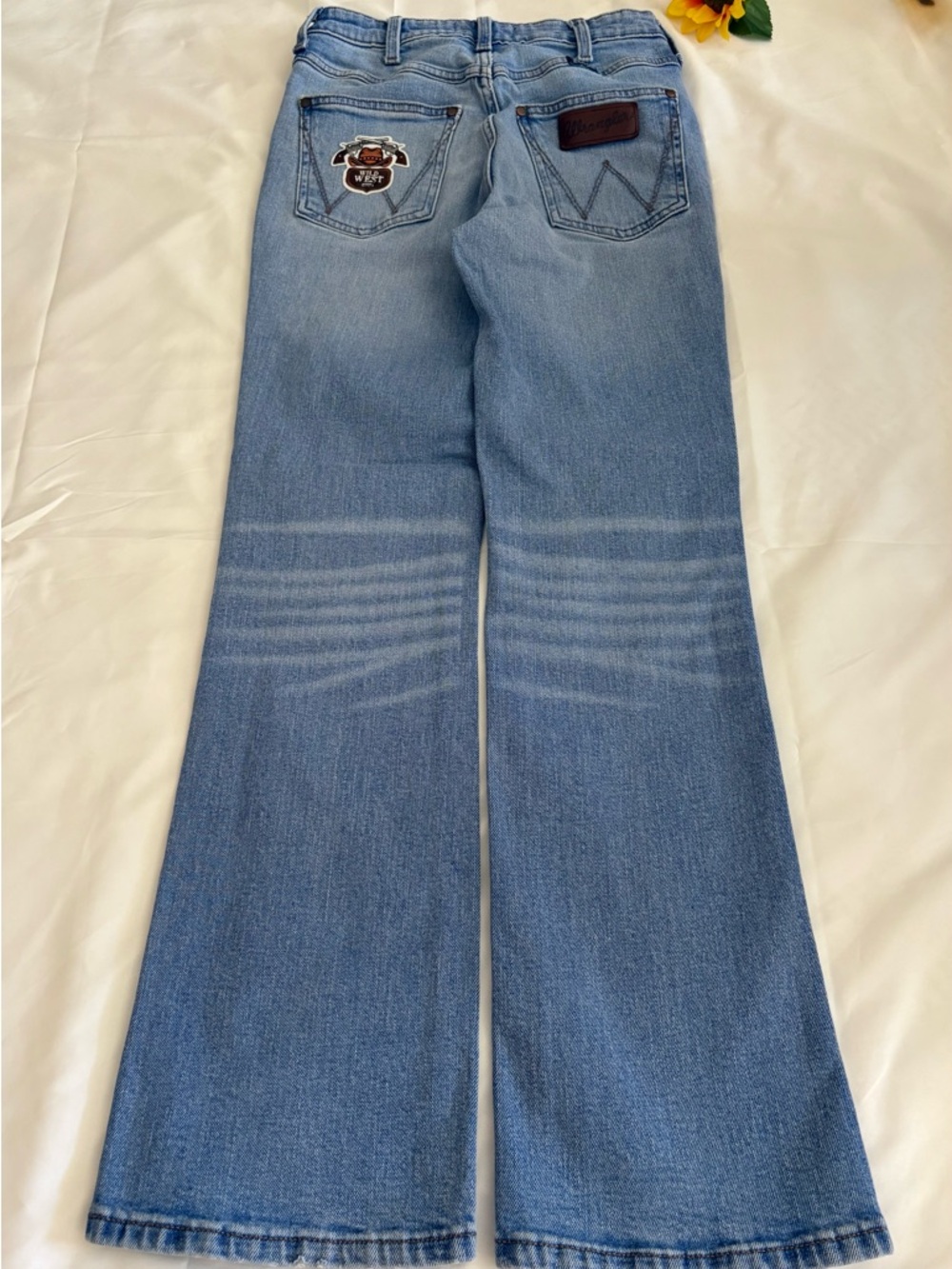 Wrangler ♥️ RETRO Women’s HR Bootcut 25x30 Jeans Custom Patches Cowgirl